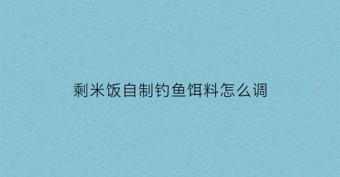 剩米饭自制钓鱼饵料怎么调(剩米饭可以打窝钓鲫鱼吗)