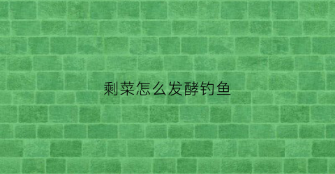 剩菜怎么发酵钓鱼(剩菜发酵了还能吃吗)