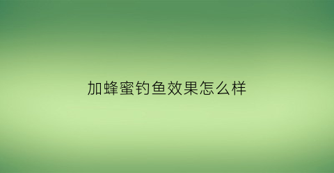“加蜂蜜钓鱼效果怎么样(饵料里加蜂蜜钓鱼效果怎么样)
