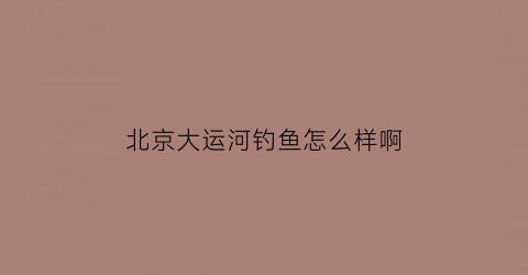 “北京大运河钓鱼怎么样啊(大运河钓鱼违法吗)