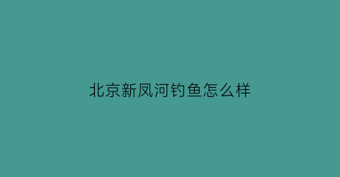北京新凤河钓鱼怎么样(北京新凤河可以钓鱼吗)