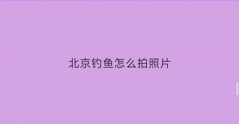 北京钓鱼怎么拍照片