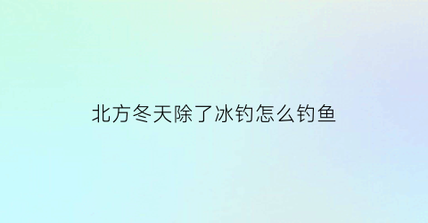 “北方冬天除了冰钓怎么钓鱼(北方冬季钓鱼的技巧和方法)