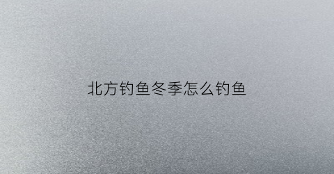 北方钓鱼冬季怎么钓鱼(北方冬钓技巧)