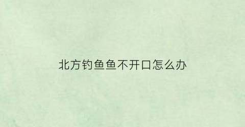北方钓鱼鱼不开口怎么办(北方钓什么鱼)