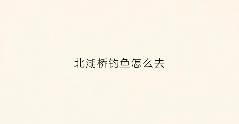 北湖桥钓鱼怎么去(北湖网红桥在哪儿)