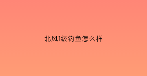 北风1级钓鱼怎么样(北风四到五级钓鱼合适吗)