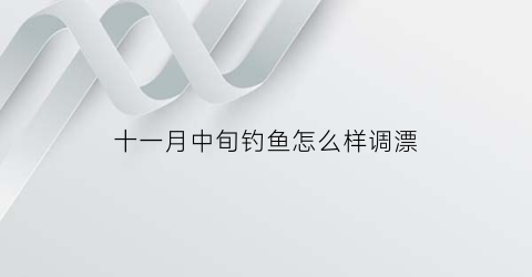 十一月中旬钓鱼怎么样调漂(十一月份钓鱼钓深还是浅)
