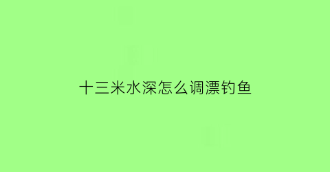 “十三米水深怎么调漂钓鱼(水深13米)