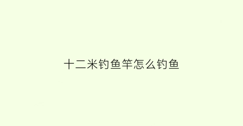 十二米钓鱼竿怎么钓鱼(十二米的杆子适合钓大鱼吗)