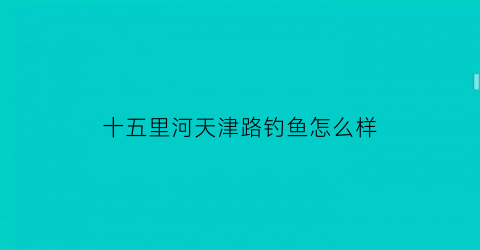 “十五里河天津路钓鱼怎么样(十八里河钓鱼)