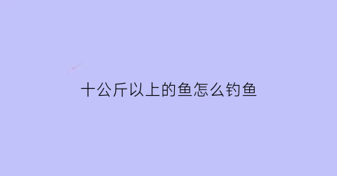 “十公斤以上的鱼怎么钓鱼(钓十斤以上大鱼用什么鱼竿)