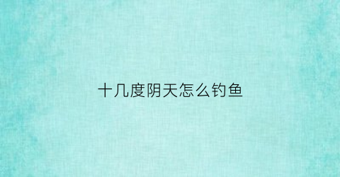 十几度阴天怎么钓鱼(气温十度左右阴天怎么钓鱼)