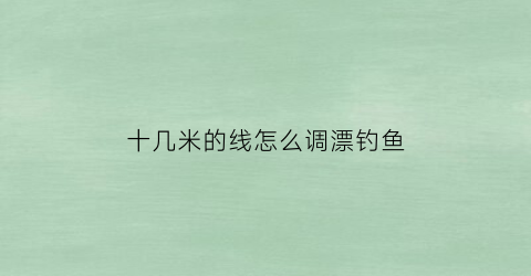 十几米的线怎么调漂钓鱼(10米的杆子传统钓多长的线)