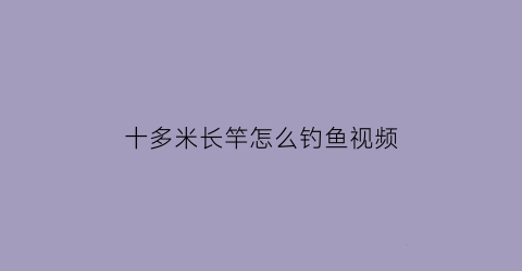 十多米长竿怎么钓鱼视频(十米长的钓鱼竿)