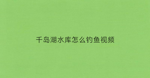 千岛湖水库怎么钓鱼视频(千岛湖野钓视频)