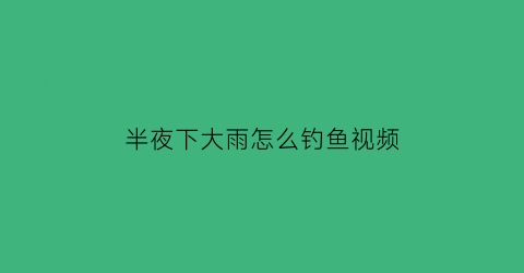 半夜下大雨怎么钓鱼视频