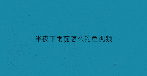 “半夜下雨前怎么钓鱼视频(晚上下雨夜钓好钓吗)