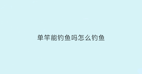 单竿能钓鱼吗怎么钓鱼(单竿是什么)