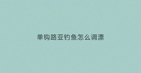 单钩路亚钓鱼怎么调漂(单钩路亚钓鱼怎么调漂好)