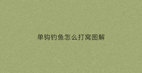单钩钓鱼怎么打窝图解(单钩作钓)
