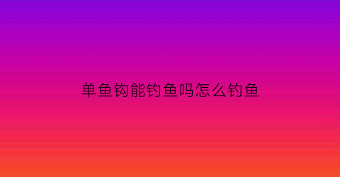 单鱼钩能钓鱼吗怎么钓鱼(单钩钓鱼的好处)