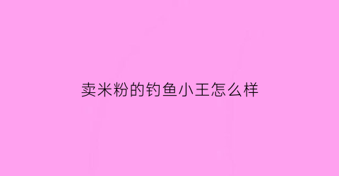 卖米粉的钓鱼小王怎么样(米粉鱼饵)