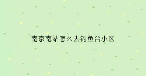 南京南站怎么去钓鱼台小区(南京南站到鱼嘴湿地公园怎么走)