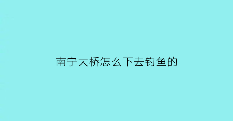 “南宁大桥怎么下去钓鱼的(南宁大桥怎么下去钓鱼的呢)