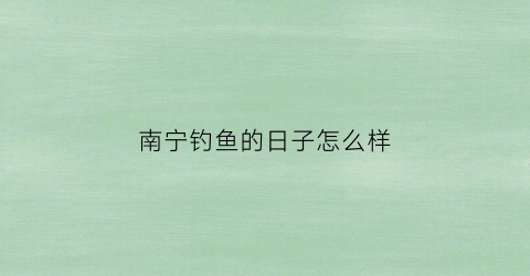 南宁钓鱼的日子怎么样(南宁钓鱼网)