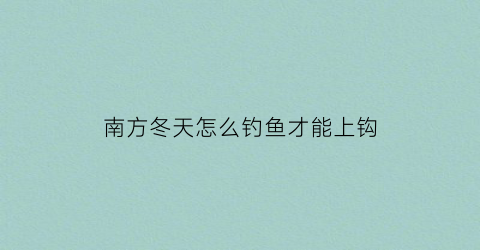 南方冬天怎么钓鱼才能上钩(南方冬天如何钓鱼)