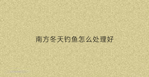 南方冬天钓鱼怎么处理好(南方冬天钓鱼用什么饵料)