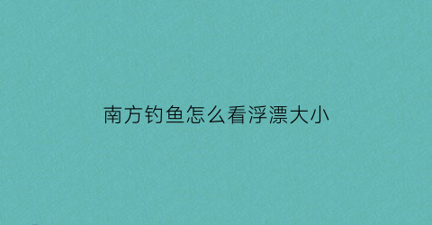南方钓鱼怎么看浮漂大小