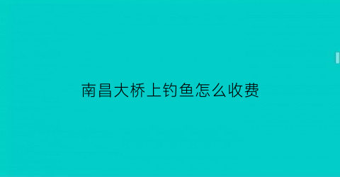 “南昌大桥上钓鱼怎么收费(南昌大桥可以上自行车嘛)