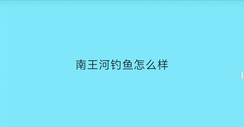 南王河钓鱼怎么样