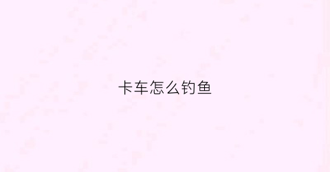 卡车怎么钓鱼(卡车怎么飞)
