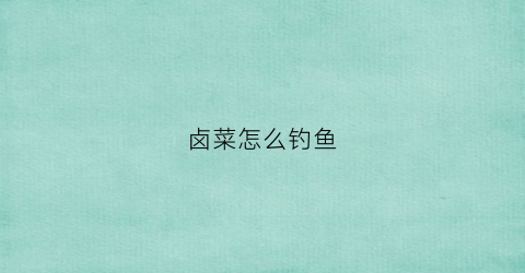 卤菜怎么钓鱼(卤菜放哪些调料更香更好吃)
