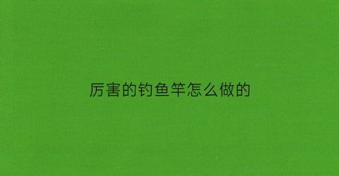 厉害的钓鱼竿怎么做的(厉害的钓鱼竿怎么做的视频教程)
