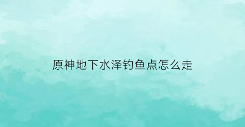 原神地下水泽钓鱼点怎么走(原神地下水路在哪)