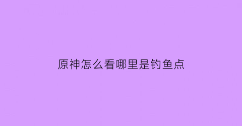 原神怎么看哪里是钓鱼点(原神钓的鱼在哪里查看)