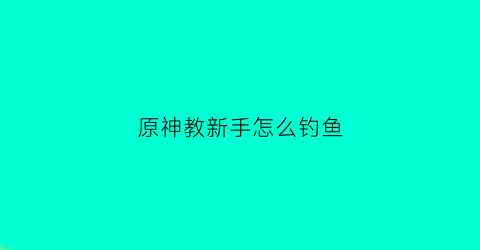 原神教新手怎么钓鱼(原神怎么开始钓鱼)