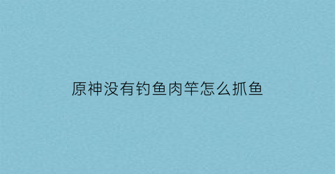 原神没有钓鱼肉竿怎么抓鱼(原神没有钓鱼按钮)
