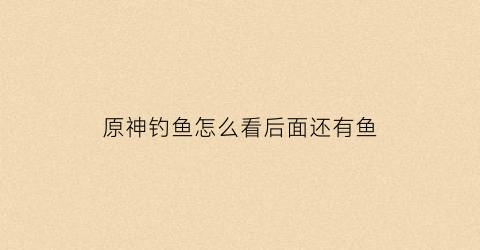 原神钓鱼怎么看后面还有鱼(原神钓鱼界面在哪)