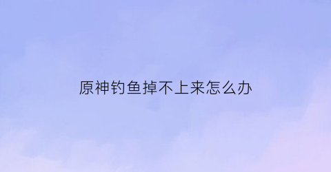 原神钓鱼掉不上来怎么办