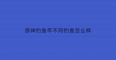 原神钓鱼竿不同钓鱼怎么样(原神钓鱼竿那个好)