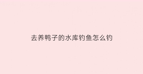 “去养鸭子的水库钓鱼怎么钓(水库养鸭子的技术)