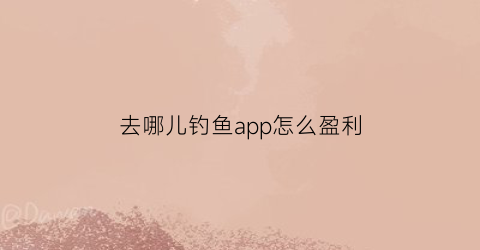 去哪儿钓鱼app怎么盈利