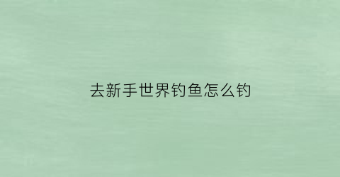 去新手世界钓鱼怎么钓(新世界怎么钓鱼)