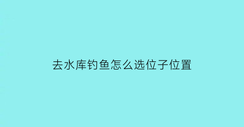 去水库钓鱼怎么选位子位置(水库如何选择钓点)