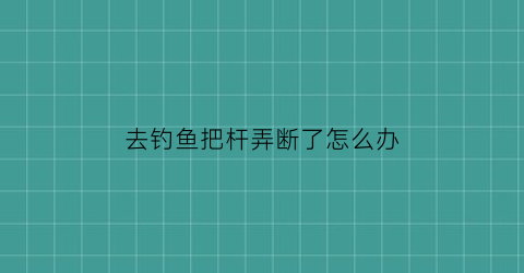去钓鱼把杆弄断了怎么办